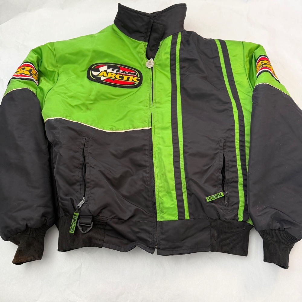 Team Arctic Racing VTG Coat‎ + Jacket Mens Black Green Insulated Ski Snowmobile